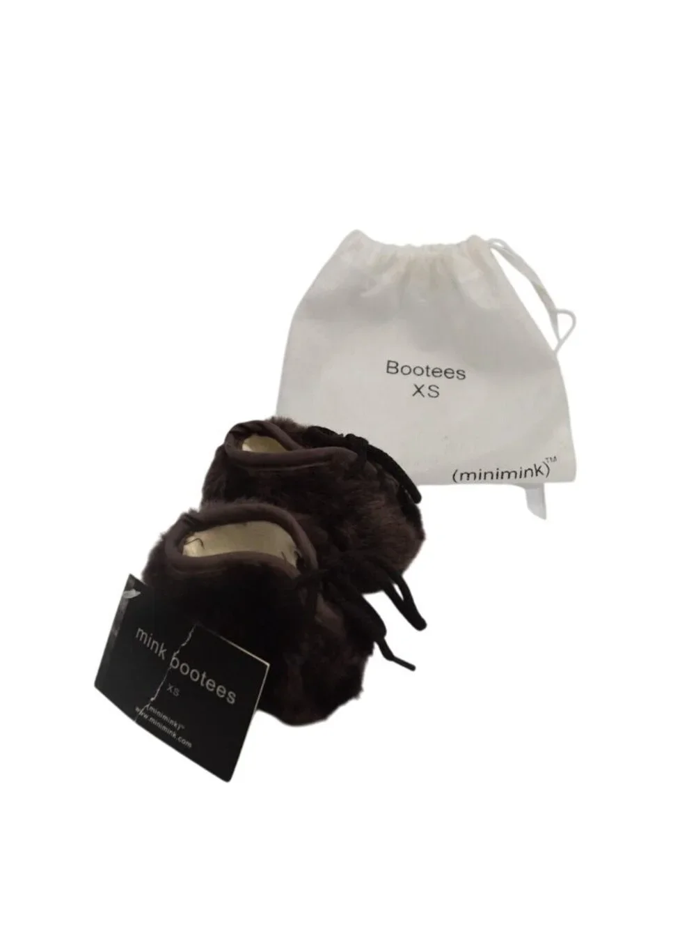 Minimink Faux Fur Baby Booties Chocolate Brown 3 months